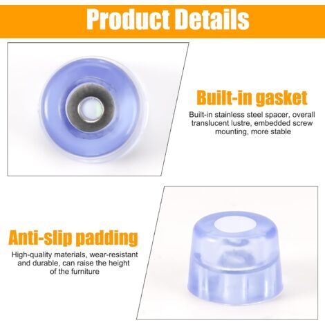 KOZOY Pies De Goma Atornillables, 20 Unidades, Base De Goma Con Tornillos, Topes De Goma Negra, Tablas De Cortar, Antideslizantes, Redondos, Patas Para Muebles, Bases De Vibración, Patas Roscadas Para