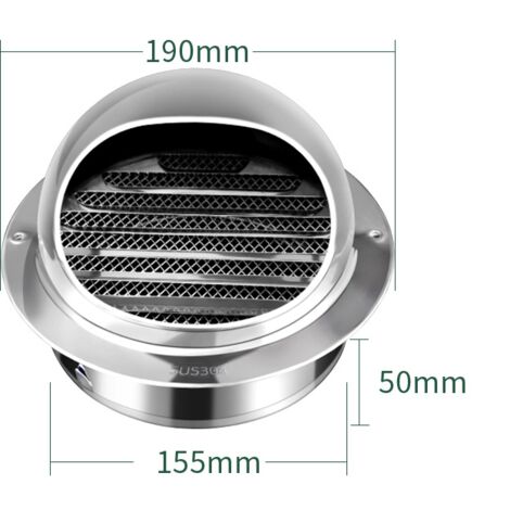 Tygerix Terminal Horizontal De Acero Inoxidable Con Rejilla – Diámetro 80 Mm – Para Calderas Y Hornos – Resistente A La Corrosión – Fácil Instalación