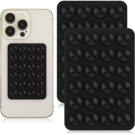 Juego de 2 fundas de silicona para teléfono con ventosa, soporte adhesivo para teléfono, soporte manos libres antideslizante para accesorios móviles (Negro) (1/5)