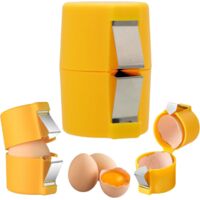 Abridor de cáscaras de huevo (2 unidades), pelador universal de acero inoxidable para huevos duros y crudos, lavable, para romper y separar.