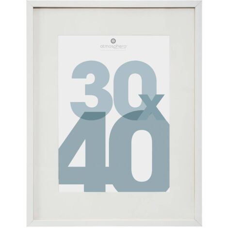 Atmosphera – Cadre photo en bois blanc 30 x 40 cm – Verre inclus – Installation horizontale ou verticale – Passe-partout 20 x 29 cm