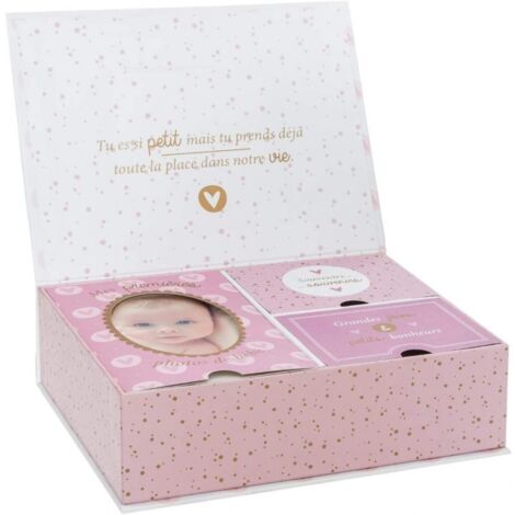 Coffret Souvenirs de Naissance Rose – Boîte à Photos, 21,8 cm x 6,8 cm – Idéal pour garder vos précieux souvenirs, livraison gratuite (1/5)