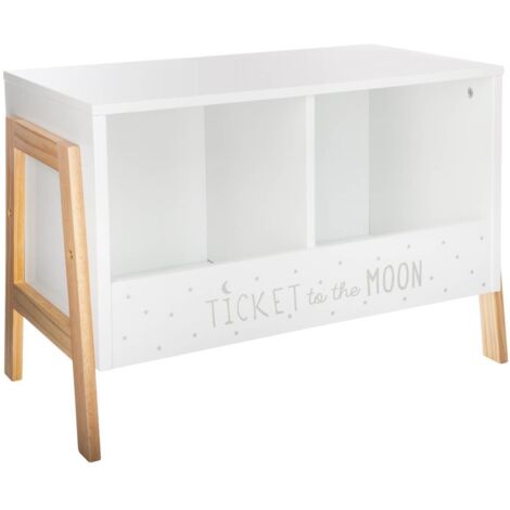 Atmosphera – Casier de rangement 2 compartiments blanc – Dimensions L. 60 x P. 30 x H. 40 cm – Structure en MDF et pieds en pin – Pour chambres d'enfants