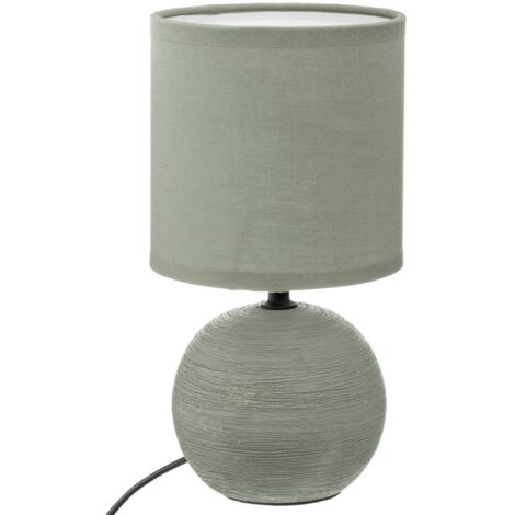 Lampe en Céramique Pied Boule striée Vert Kaki - Atmosphera