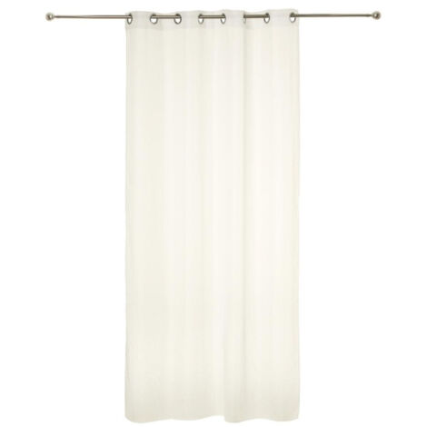 Atmosphera – Voilage à rayures blanc ivoire 140x240cm – 100% polyester – 8 œillets pour installation facile – Décoration élégante et lumineuse