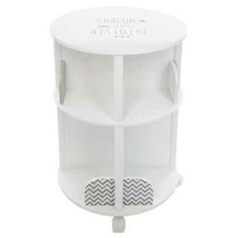 Atmosphera – Bibliothèque enfant ronde sur roulettes – MDF et polypropylène – Diamètre 40 cm, hauteur 59 cm – Design moderne gris et blanc