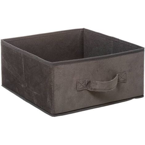 Boîte de Rangement en Velours Gris Foncé 31 x 31 x 15 cm - Five, Organisation Élégante et Pratique pour la Maison et le Bureau