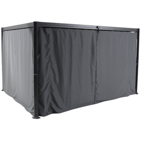 Hesperide – Rideaux en polyester 180 g/m² pour tonnelle Belize 3,6x3m – Couleur ardoise – Lot de 4 panneaux – Protection contre le vent et la chaleur