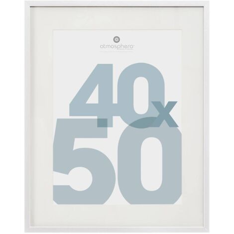 Atmosphera – Cadre photo blanc 40x50 cm en MDF avec verre trempé – Installation facile horizontalement ou verticalement – Design moderne