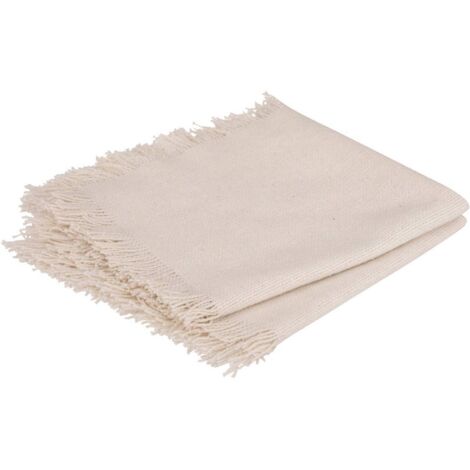 Lot de 2 Serviettes de table en Coton Blanc finition frange 40 x 40 cm - Atmosphera