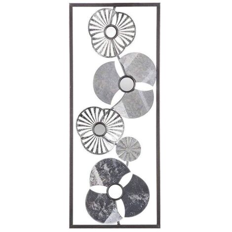 Atmosphera – Déco murale métal fleur argent 25x61 cm – Fer et verre – Design moderne avec motifs floraux – Décoration intérieure unique