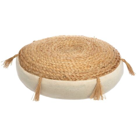 Atmosphera – Coussin de sol en jute 38x38 cm – Beige – Rembourrage coton – Résistant aux taches – Design moderne pour intérieur