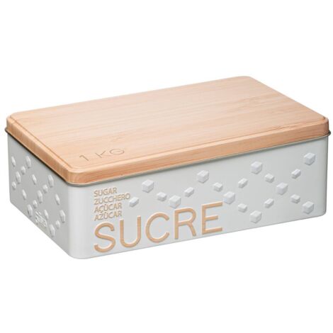 5Five Simply Smart – Boîte de stockage métal blanc pour morceaux de sucre – Dimensions 20x13x6,5 cm – Capacité 1 kg – Design scandinave décoratif