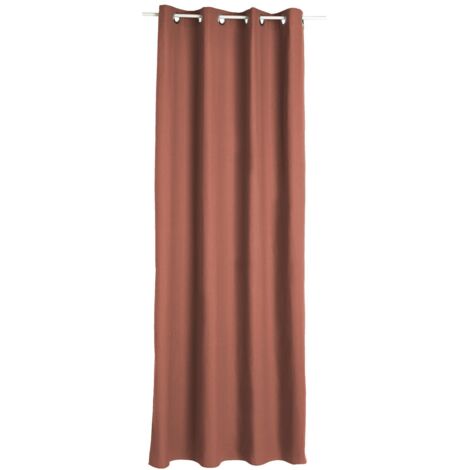 Atmosphera – Rideau occultant rose terracotta 140x260cm – 8 œillets – Polyester, viscose et coton – Gamme Panama