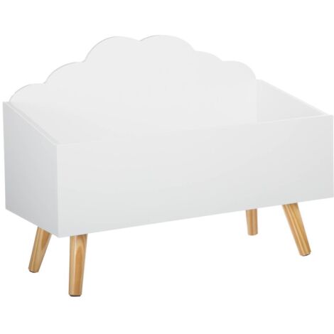Atmosphera – Coffre à jouets en bois nuage blanc – Dimensions L. 58 x P. 28 x H. 45,5 cm – MDF et pin – Assemblage facile pour enfants