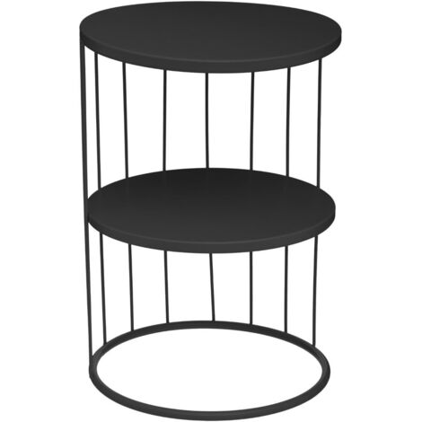 Atmosphera – Table d'appoint noire en métal – Dimensions 36 x 52 cm – 2 plateaux pour rangement – Charge maximale 15 kg