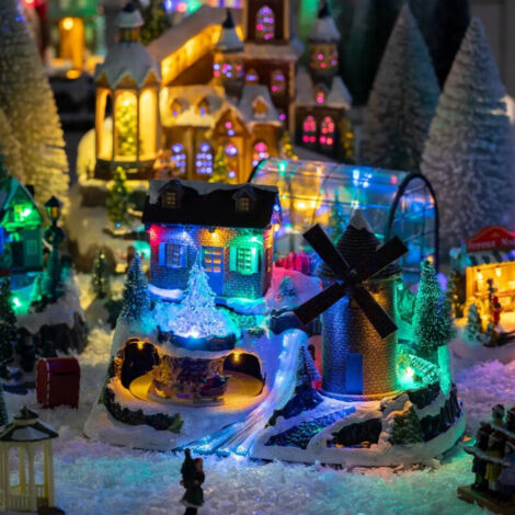 Village de Noël lumineux, animé et musical (H34 cm) Moulin et enfants - Village de Noel Village de Noël lumineux, animé et musical (H34 cm) Moulin et enfants - Village de Noel