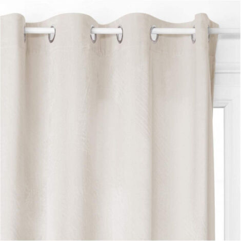 Atmosphera – Rideau occultant en velours 140x260 cm – Isolation thermique – 100% polyester – 8 œillets ronds argentés – Design moderne Ivoire