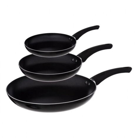 Set de 3 Casseroles en Aluminium Noir de 20, 24 et 28 cm – Idéal pour Cuisine Quotidienne (1/3)