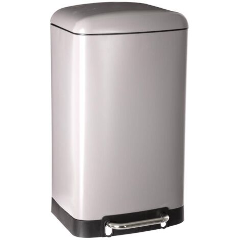 5Five Simply Smart – Poubelle sous évier 30 litres en métal taupe – Ouverture à pédale silencieuse – Bac amovible pour nettoyage facile – Dimensions 34x30,5x61 cm