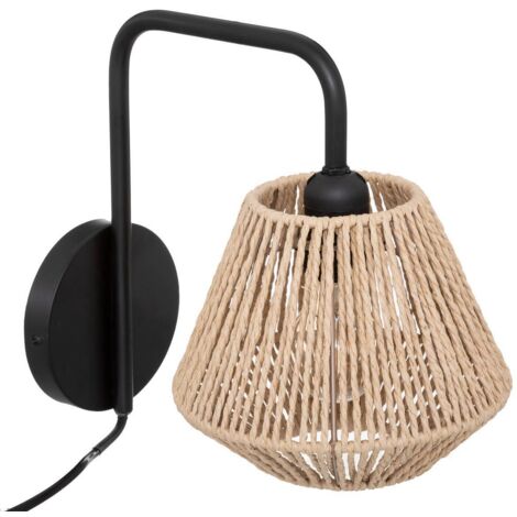Atmosphera – Applique murale Jily beige 28x19cm – Corde tressée en matériau naturel – Douille E27 – Lumière chaleureuse pour salon et entrée