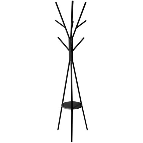 5Five Simply Smart – Porte-manteau en métal et MDF noir 9 patères H 180 cm – Design scandinave – Installation facile sans outil – Pour hall ou chambre