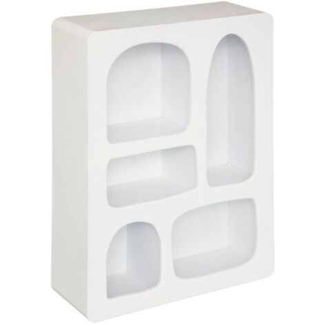 Atmosphera – Étagère murale en MDF blanc 45 x 15 x 65 cm – 5 niches pour objets décoratifs – Installation facile au mur (1/5)
