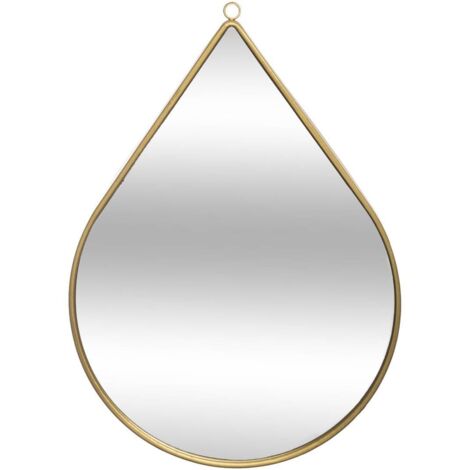 Atmosphera – Miroir mural en métal goutte 21 x 29 cm – Fer doré élégant – Installation facile pour salle de bain ou chambre – Décoration intérieure