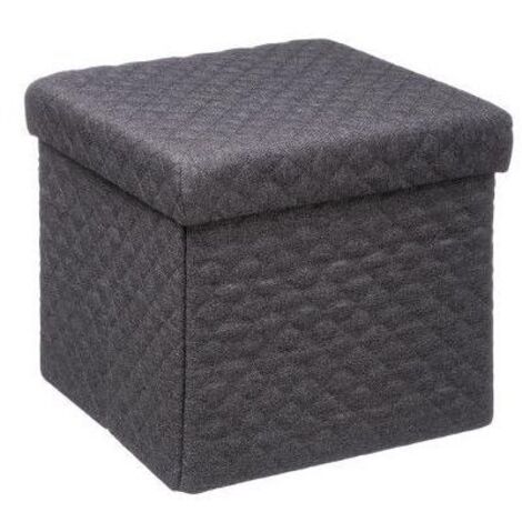 5Five Simply Smart – Pouf pliable en velours avec rangement – Dimensions L 31 cm x P 31 cm x H 30 cm – Housse amovible pour nettoyage facile (1/5)