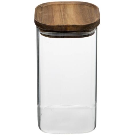 Pot de cristal avec couvercle en acacia hermétique de 1,3 L - 5five