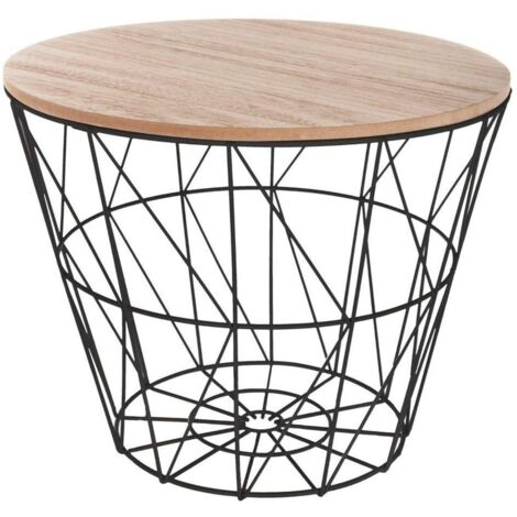Atmosphera – Table d'appoint noire 38cm – Plateau en bois MDF – Structure en acier – Design moderne pour petits espaces