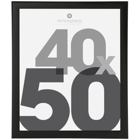 Atmosphera – Cadre photo noir 40 x 50 cm – Verre de protection – Accroches métalliques pour fixation murale – Design moderne
