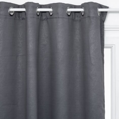 Rideau occultant Feuilles gris ardoise 140x260cm - Atmosphera créateur d'intérieur