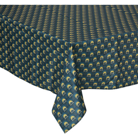 Nappe rectangulaire anti-tache en tissu imprimé Palmita Bleu Canard 140x240 cm - Atmosphera, Créateur d'Intérieur (1/4)