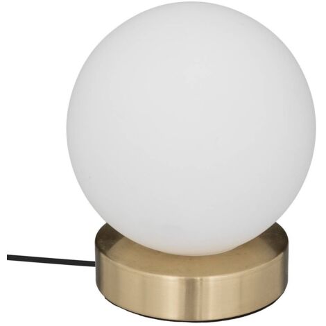 Atmosphera – Lampe à poser boule Dris blanc 16cm – Acier et verre sablé – Douille E14 – Puissance max 25W – Longueur câble 150cm (1/6)