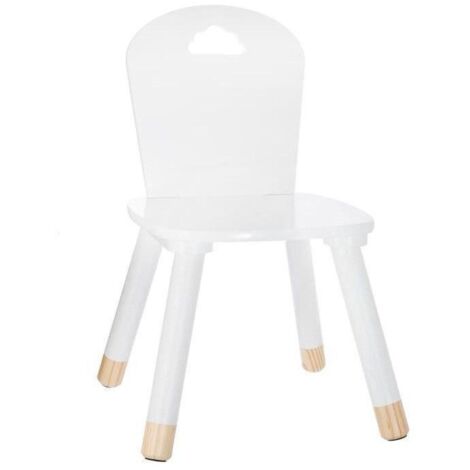 Atmosphera – Chaise enfant blanche 30x30x50cm – MDF et bois de pin – Dossier nuage ergonomique – Pour chambre ou salle de jeu