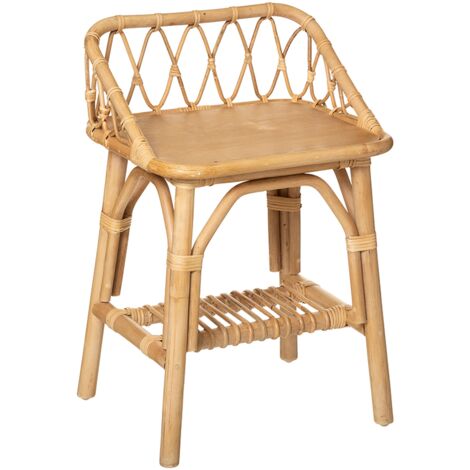 Atmosphera – Table de chevet en rotin beige – Dimensions L. 37 x P. 30 x H. 56 cm – 1 tiroir – Design pour chambre d'enfant