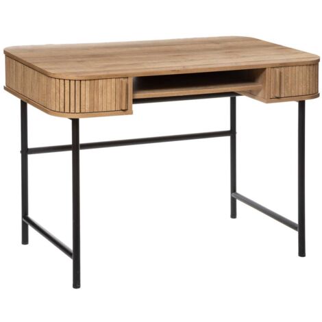 Atmosphera – Bureau droit 2 portes en MDF effet chêne – Pieds en acier – Dimensions 105 x 60 x 75,1 cm – Rangement fonctionnel avec niches (1/10)