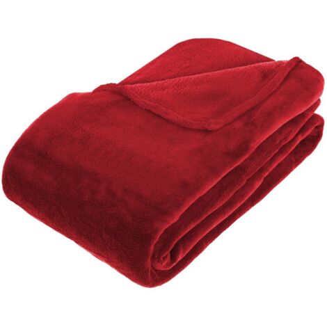 Atmosphera Plaid confortable rouge 230 x 180 cm microfibre