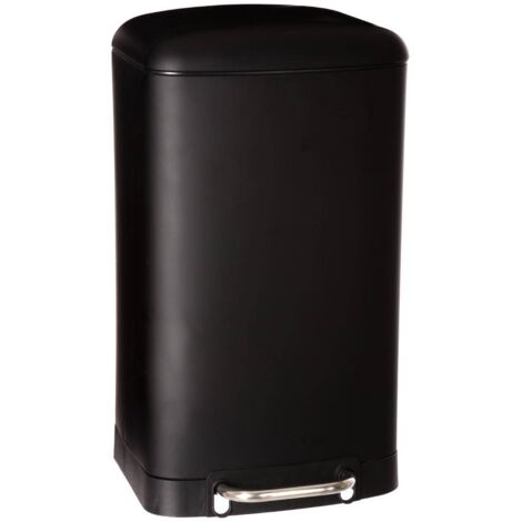 5Five Simply Smart – Poubelle 30 litres métal noir à pédale – Bac amovible pour nettoyage facile – Ouverture silencieuse – Compatible sacs 50L