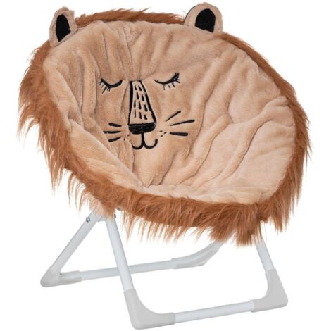 Atmosphera – Fauteuil enfant lion en tissu polyester marron et beige – Dimensions 50x50x50 cm – Léger et pliable pour petits espaces