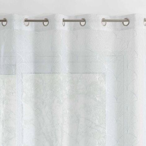 Atmosphera – Voilage tamisant brodé 140x240 cm – 100% polyester blanc – 8 œillets ronds argent – Prêt à poser pour intérieur élégant