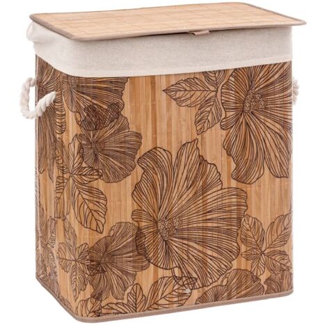 5Five Simply Smart – Panier à linge en bambou 60L – Dimensions 42,8x31x51 cm – Léger 1,6 kg – Rangement efficace pour linge sale