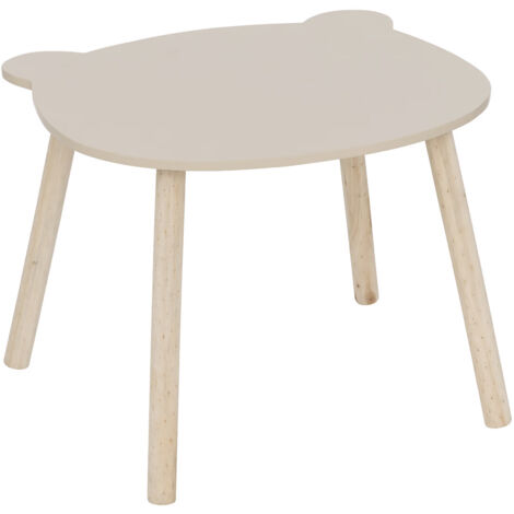 Atmosphera – Table enfant ourson marron 53x48x42,5 cm – MDF et pin – Pour jeux créatifs et repas – Facile à nettoyer