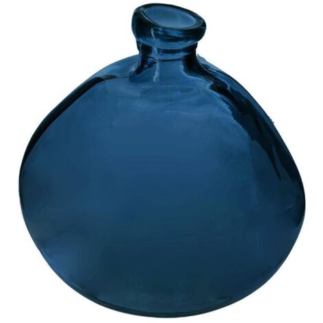 Atmosphera – Vase rond en verre recyclé bleu orage H 23 cm – Diamètre 20 cm – Poids 1,6 kg – Décoration intérieure élégante