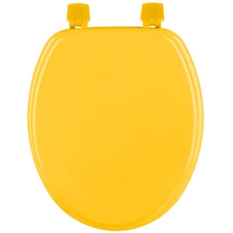 Five – Abattant WC en bois laqué jaune moutarde – Format ovale – Charnières en résine – Installation facile sans outils – Dimensions 48x36cm - 5five