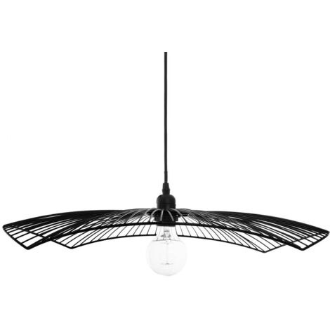 Atmosphera – Suspension métal filaire Cuzco noir – D. 58 cm x H. 8,5 cm – Compatible ampoules E27 – Câble 102,7 cm pour installation facile