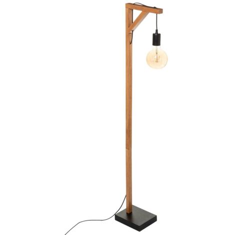 Atmosphera – Lampadaire en bois de pin 148cm – Pied en béton – Culot E27 – Pour éclairage d'ambiance moderne – Compatible ampoules 25W