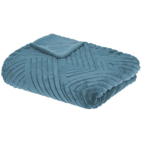 Nils 3D Géométrique en Pelliccia Synthétique Bleu Canard 180x230cm – Atmosphera, Créateur d'Intérieur