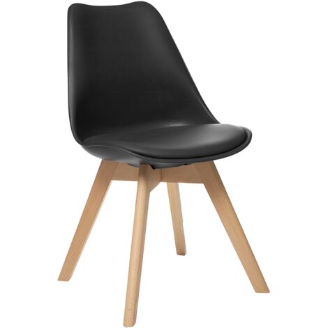 Atmosphera – Chaise salle à manger Baya noire – Assise rembourrée en polypropylène – Hauteur d'assise 46 cm – Style scandinave moderne